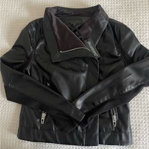 never used black leather jacket XS